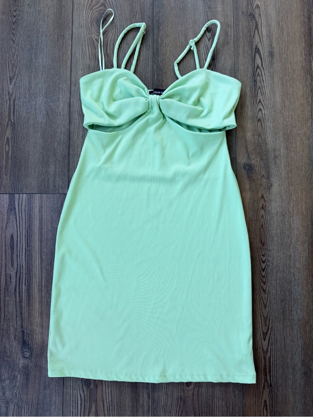 Streetwear Society Mint Green Ribbed Twist-Front with cutout Dress
